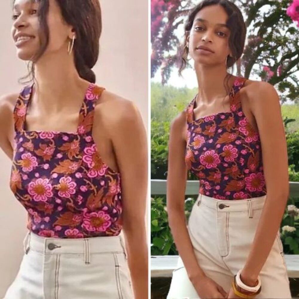 NWT Anthropologie x Porridge Floral Seamed Cross Back Top | M